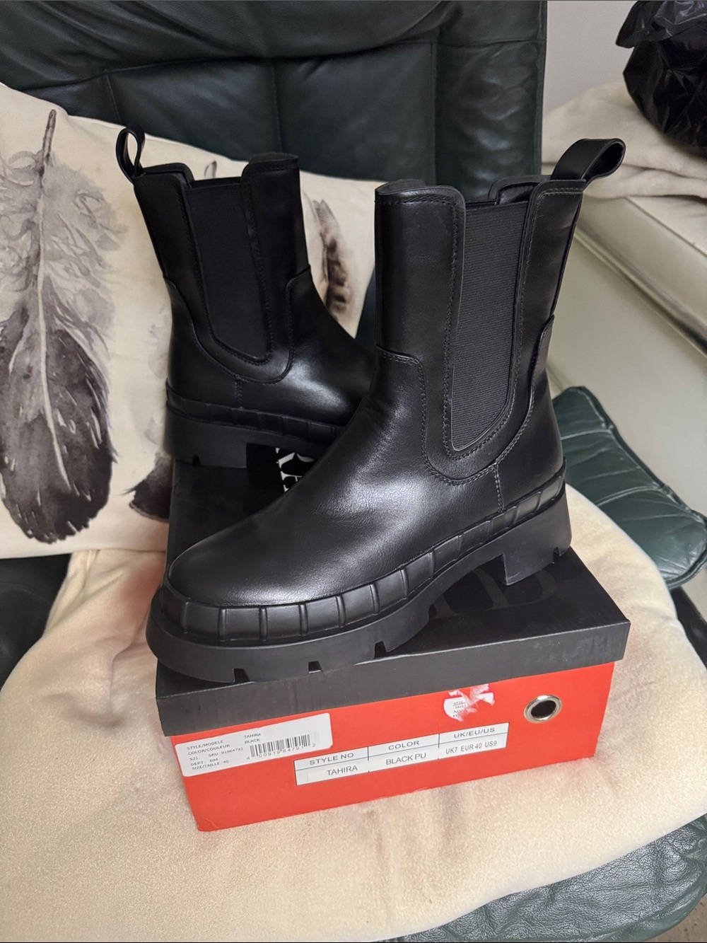 Classic Black Chelsea Lug Boots for Women